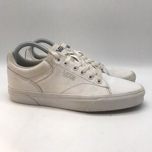 Vans Off the Wall Seldan Shoes Men's 7.5 White Leather Lace Up Skate Sneakers